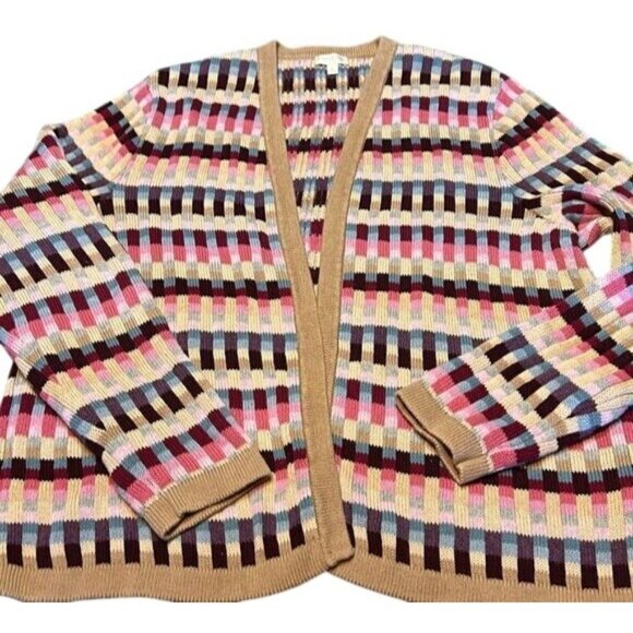 Talbots Sweaters - Talbots XL Womens Colorful Striped Cotton Cardigan Sweater